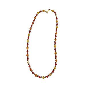 Carnelian necklace gold tone simple minimalist handmade